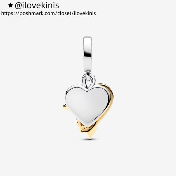 Pandora Engravable Heart & Arrow Double Dangle Charm - Picture 3 of 6